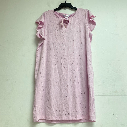 Stella Parker Women's Eyelet Flutter Sleeve Dress Size Large Color: Calm Pink