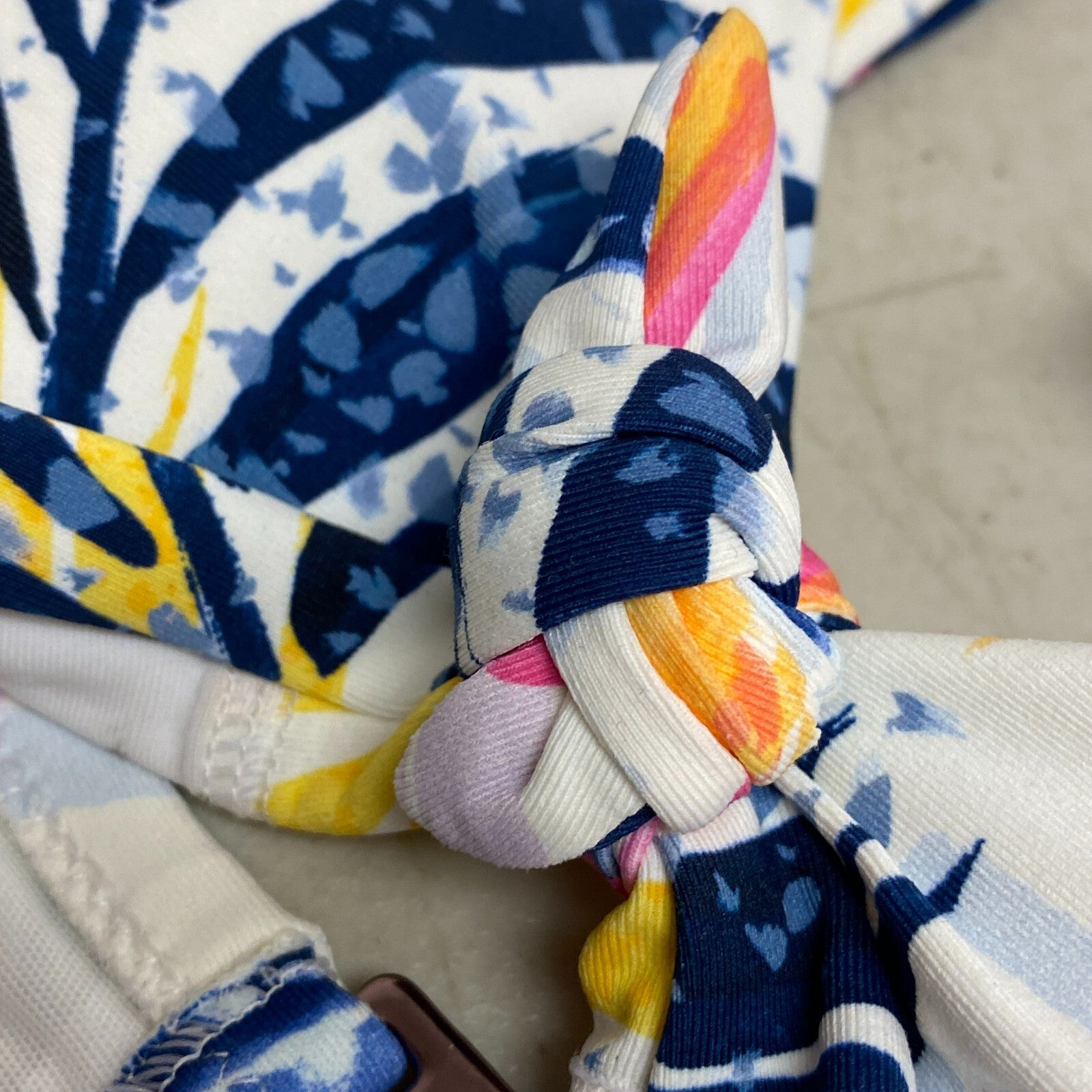 Calia Women's Tie Front Bikini Top Watercolor Palms Multi Floral WSA22200PRT