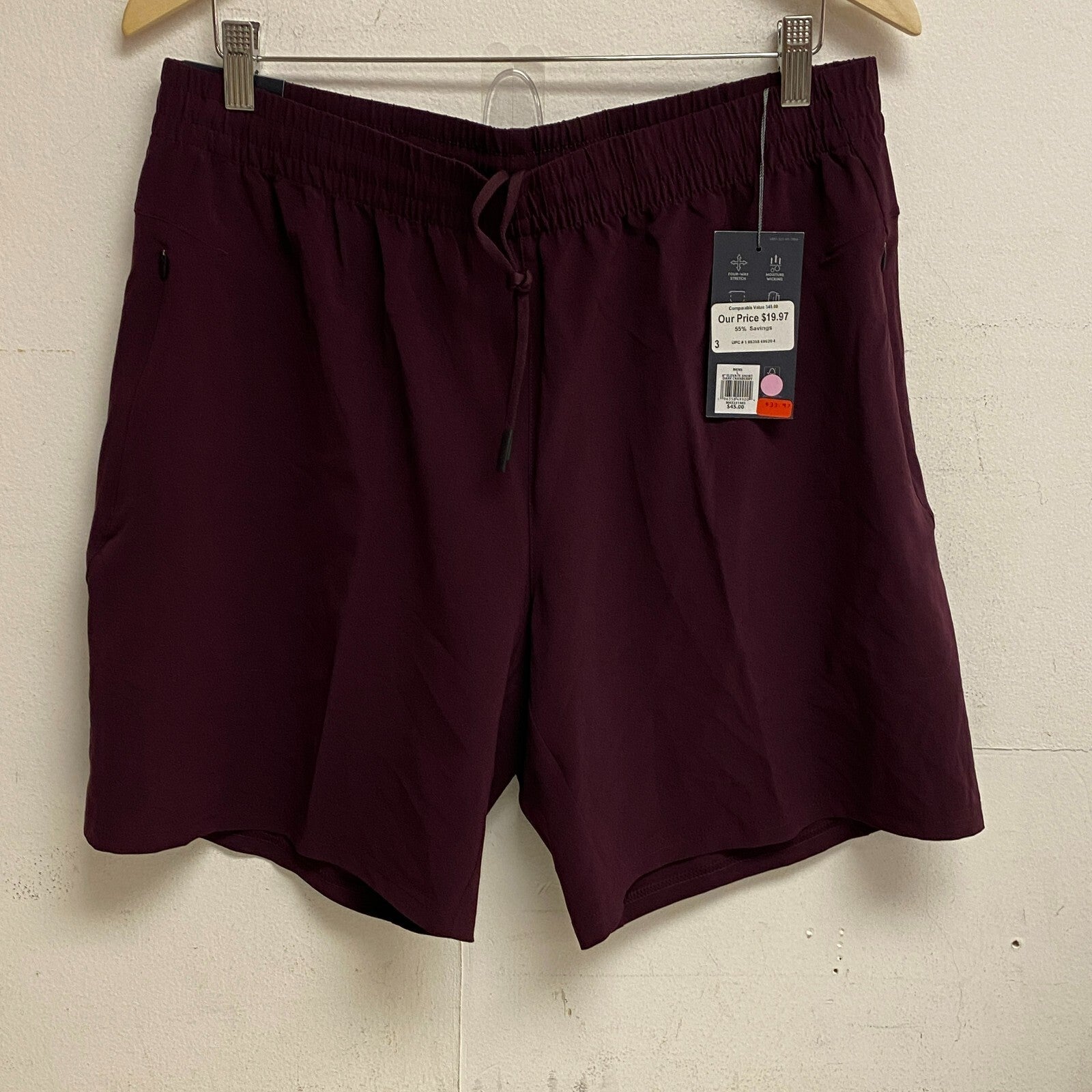 VRST Mens Elevate 8" inseam Run Shorts Dark Cranberry Summer Trendy MAX231403