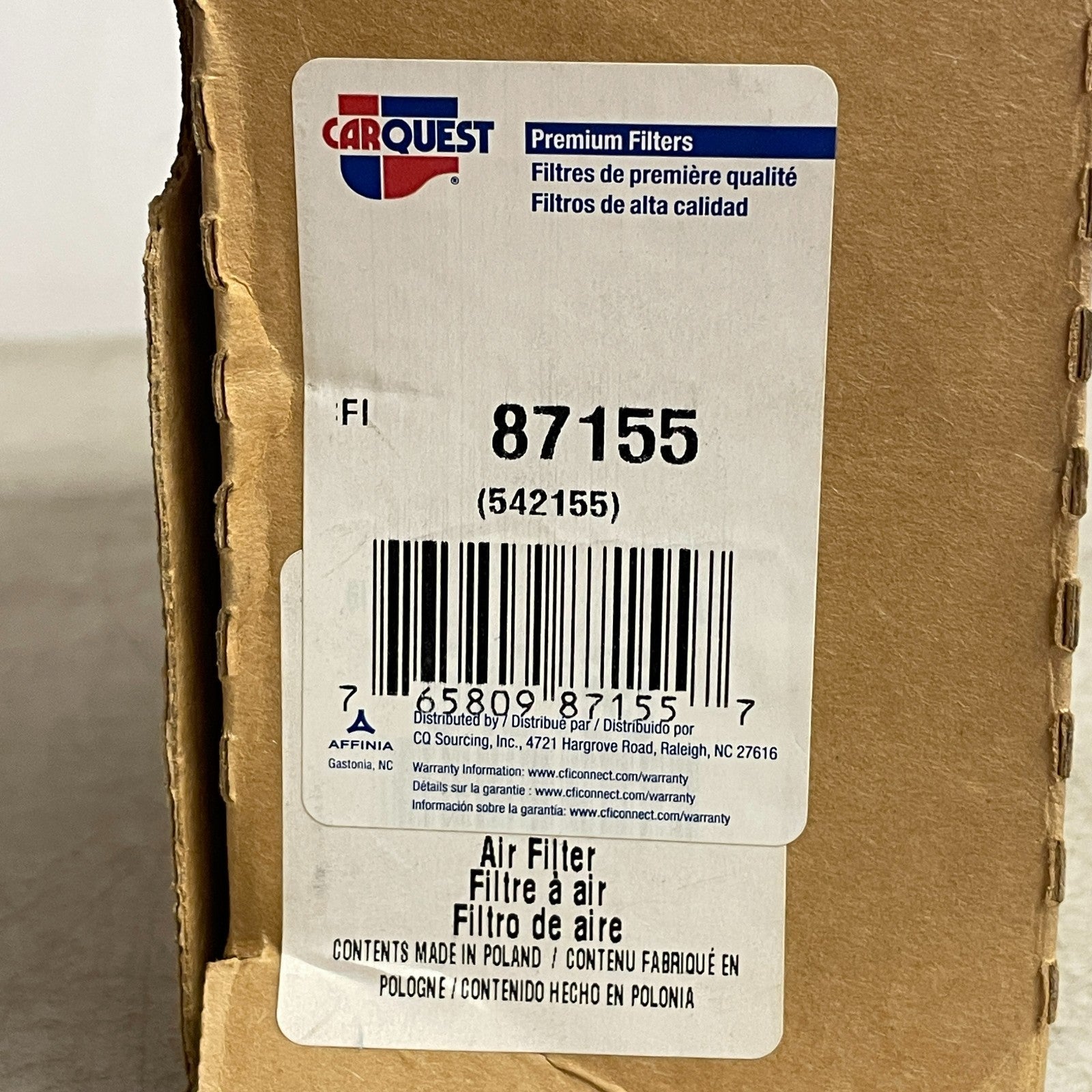 Carquest Engine Air Filter Heavy-Duty WIX/NAPA Equivalent White 87155