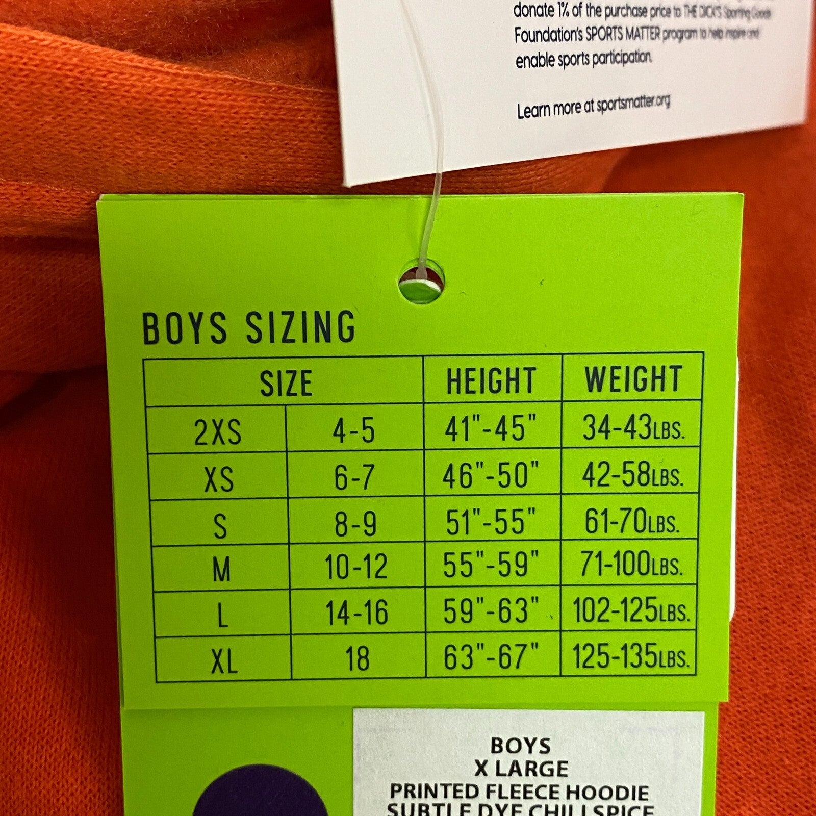 DSG Boys' Fleece Hoodie Subtle Dye Chili Spice Long Sleeve Solid DAB22400PRT