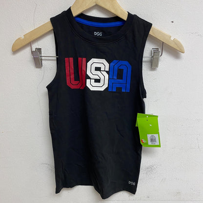 DSG Boys Training Cotton USA Graphic Tank Top Pure Black USA DAB12111 New
