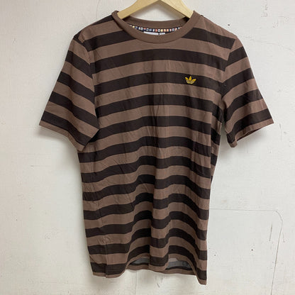 Adidas Original's Men's Striped Tee Shirt Dark Brown IR7586 Size Medium New!