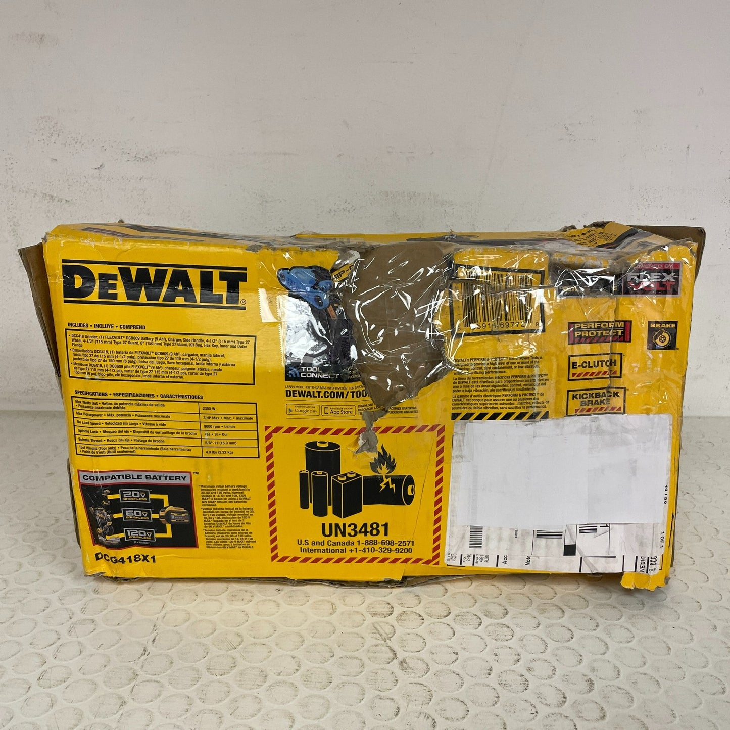 DEWALT FLEXVOLT 60V MAX Brushless Angle Grinder Kit DCG418X1 Kickback Protection
