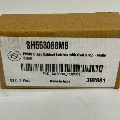 Signature Hardware Pitkin Brass Cabinet Latches with Oval Knob - Matte Black