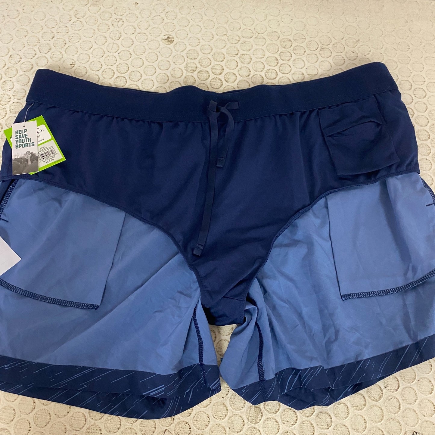 DSG Menâs 5â³ Stride Run Lined Shorts Cosmic Streaks Univ Navy Drawcord Liner