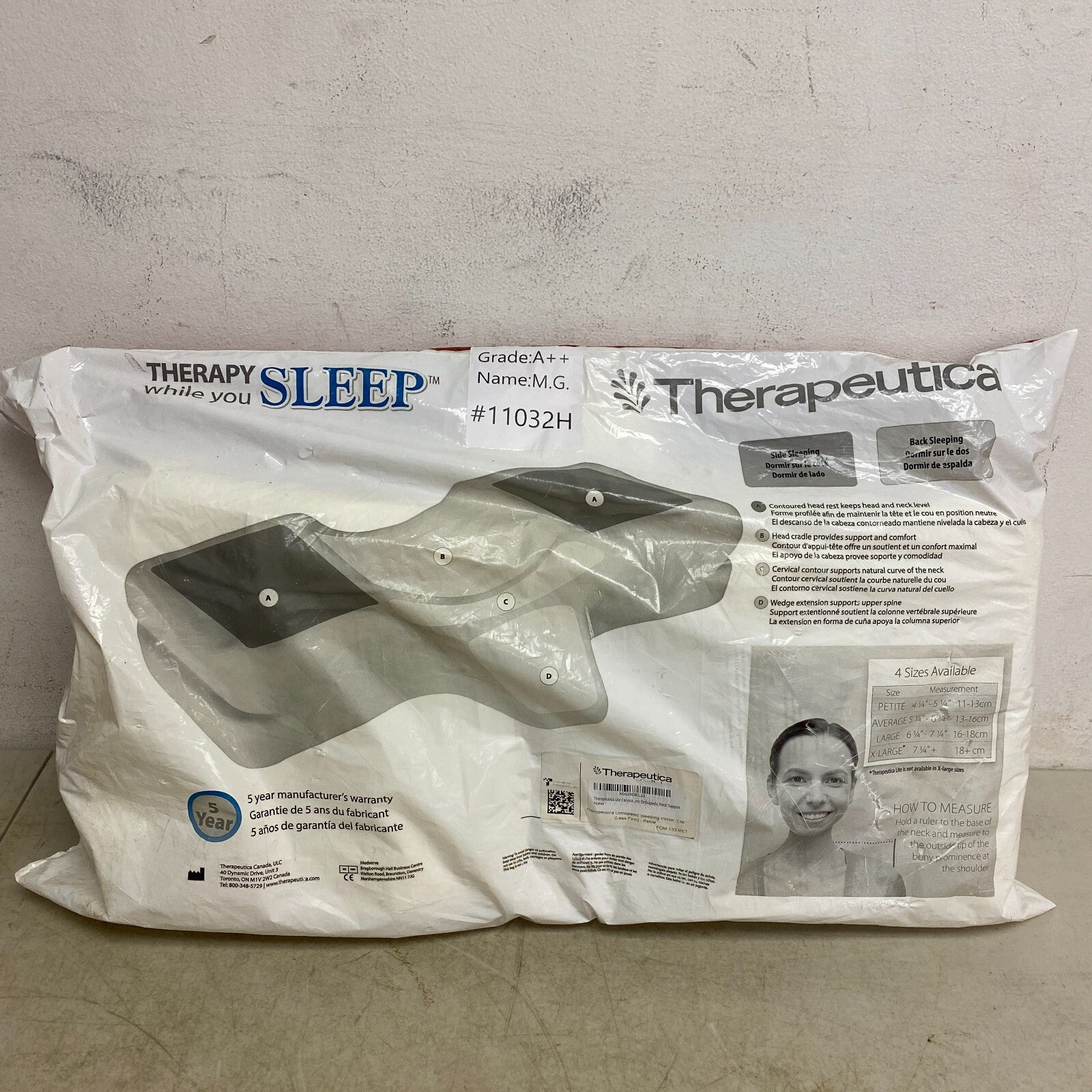 Core Products Therapeutica Orthopedic Petite Size Sleeping Pillow