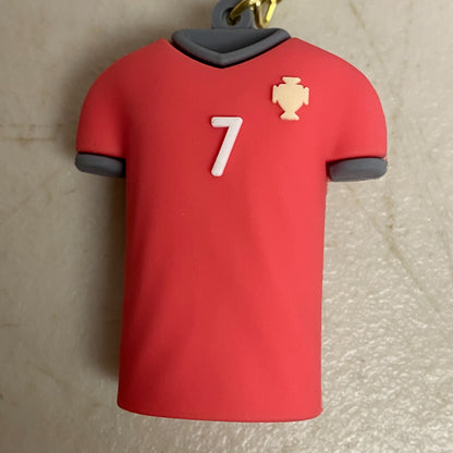 Assorted Silicone Soccer Keycahin with #7 Christiano Ronaldo Red Jersey Accesory