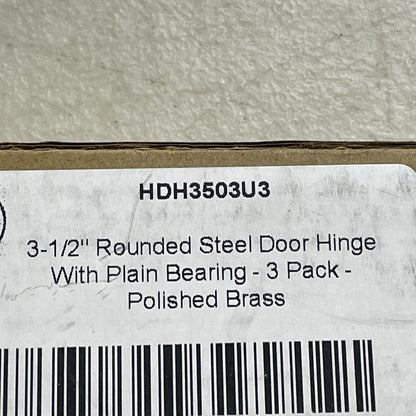 Signature Hardware 3-1/2" Rounded Steel Door Hinge With Plain Bearing-3 Pack -PB