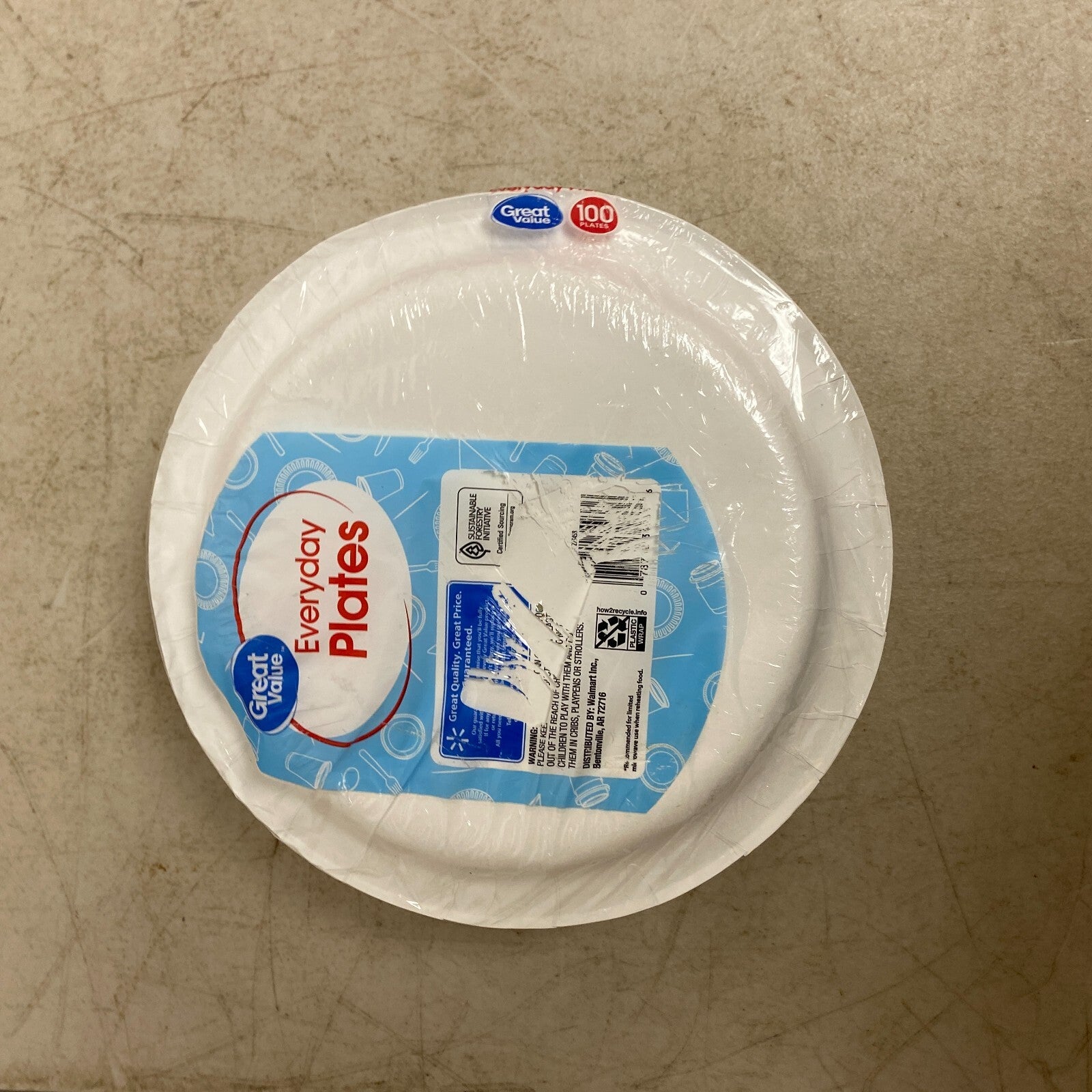 Great Value Plain White Everyday Plates 100 count Brand New!