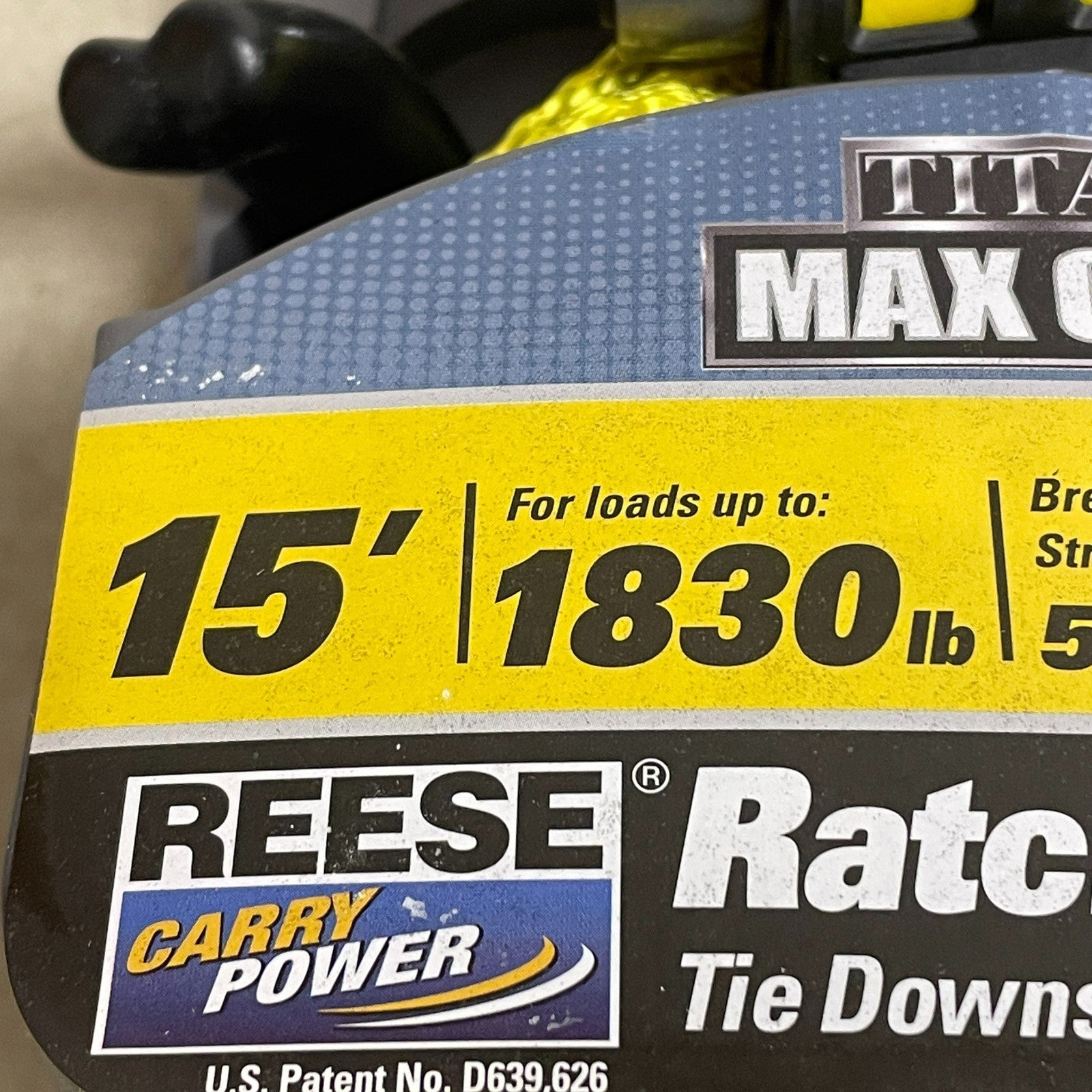 REESE Carry Power Super Duty Ratchet Tie-Down 1½" x 15' Max Grip 9429700