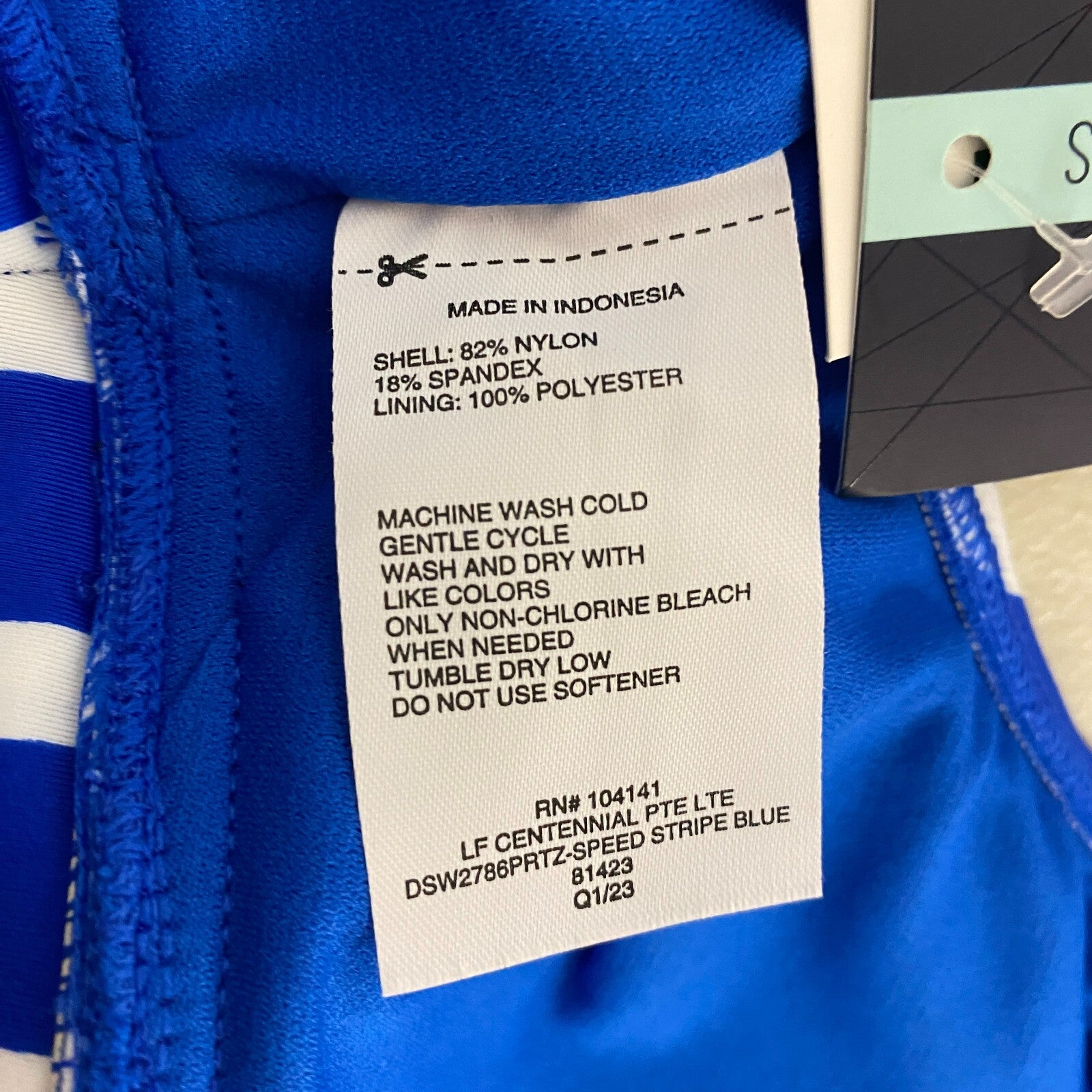 DSG Women's Long Line Scoop Neck Bikini Top Speed Stripe Blue DSW2786PRTZ