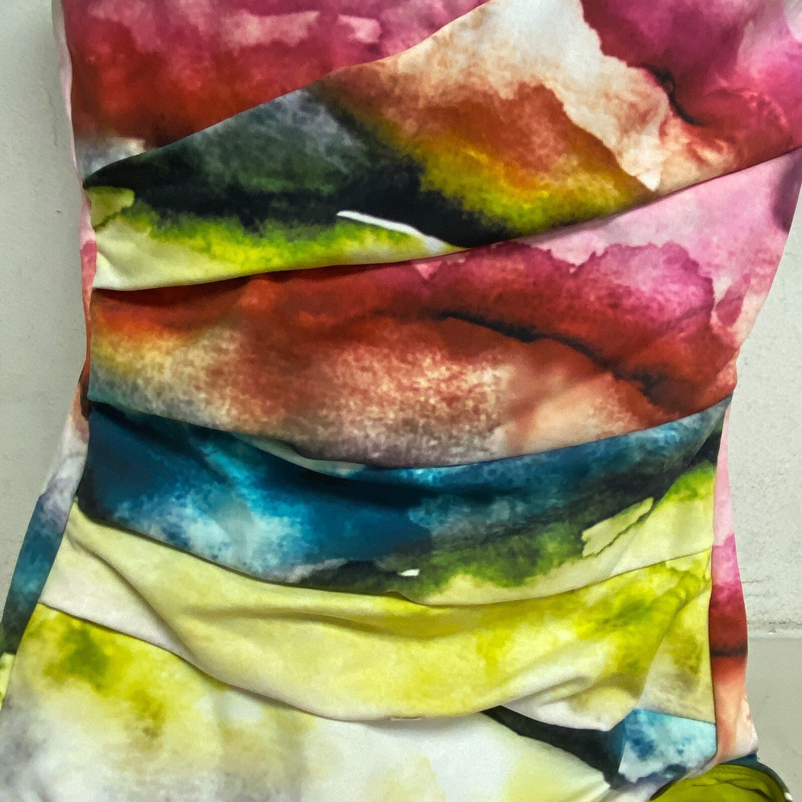 Calia Women's One Shoulder Power Sculpt Slim Swim One Piece Watercolor Multi