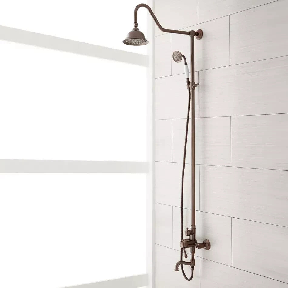Signature Hardware Dolwick Exposed Pipe Shower and Tub Faucet -Oil Rubbed Bronze