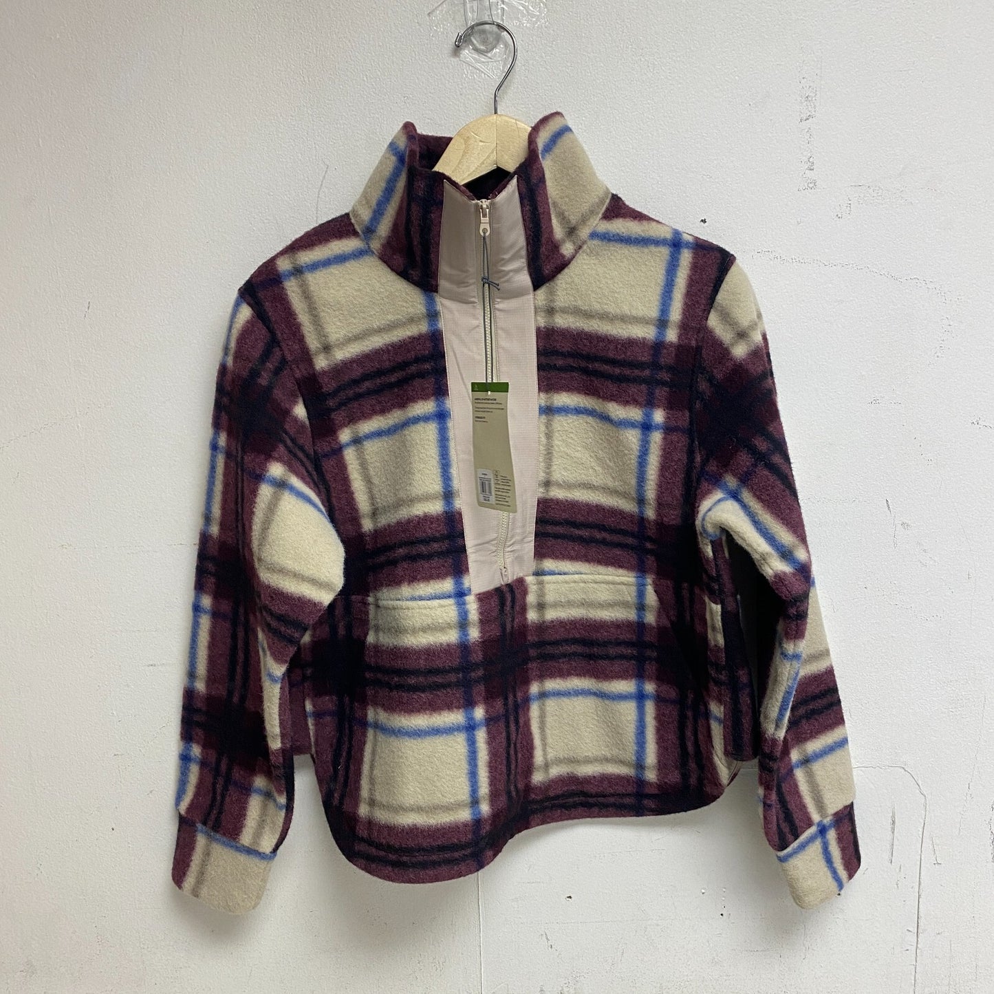 Alpine Design Women's W AD Wayfarer Fleece 1/4 Zip Iowa Plaid DK Burgundy New!