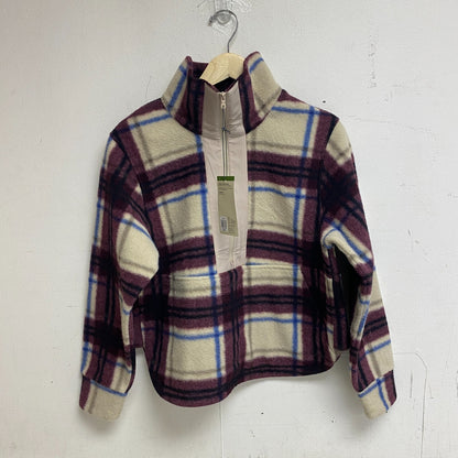 Alpine Design Women's W AD Wayfarer Fleece 1/4 Zip Iowa Plaid DK Burgundy New!