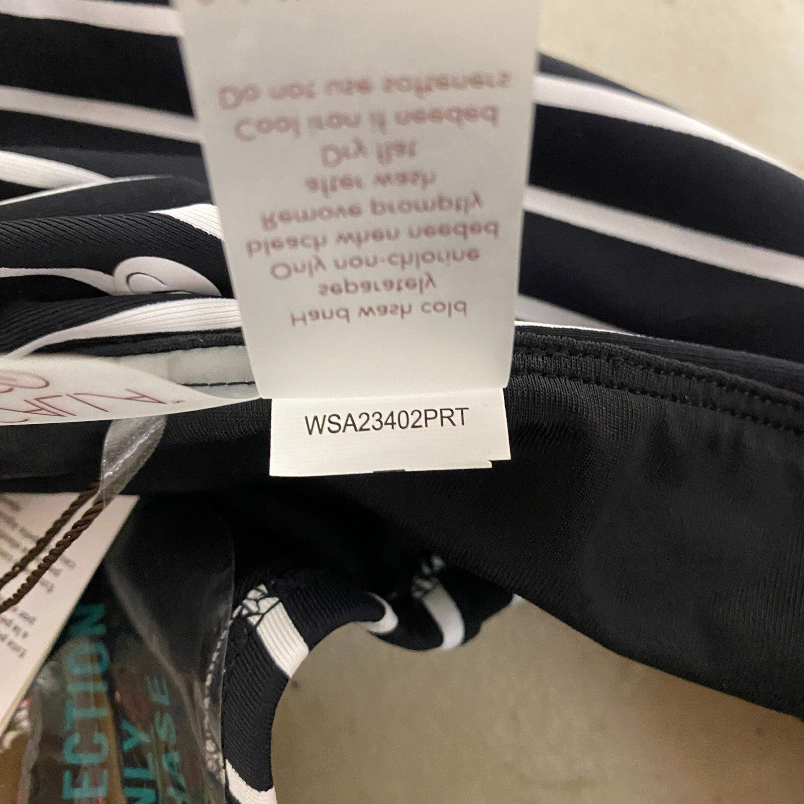 CALIA Women's Adjustable Rise Ruched Side Bottom Stripe Black WSA23402PRT