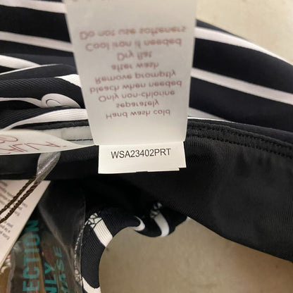 CALIA Women's Adjustable Rise Ruched Side Bottom Stripe Black WSA23402PRT