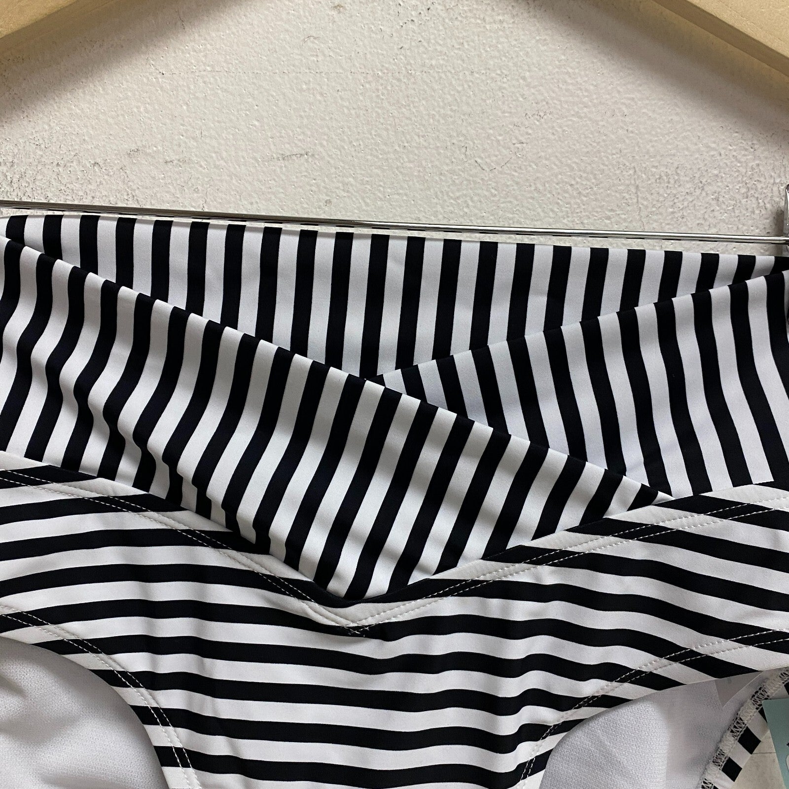 DSG Women's V High Waist Swim Bottoms Even Stripe Black/White DSW2804PRTZ