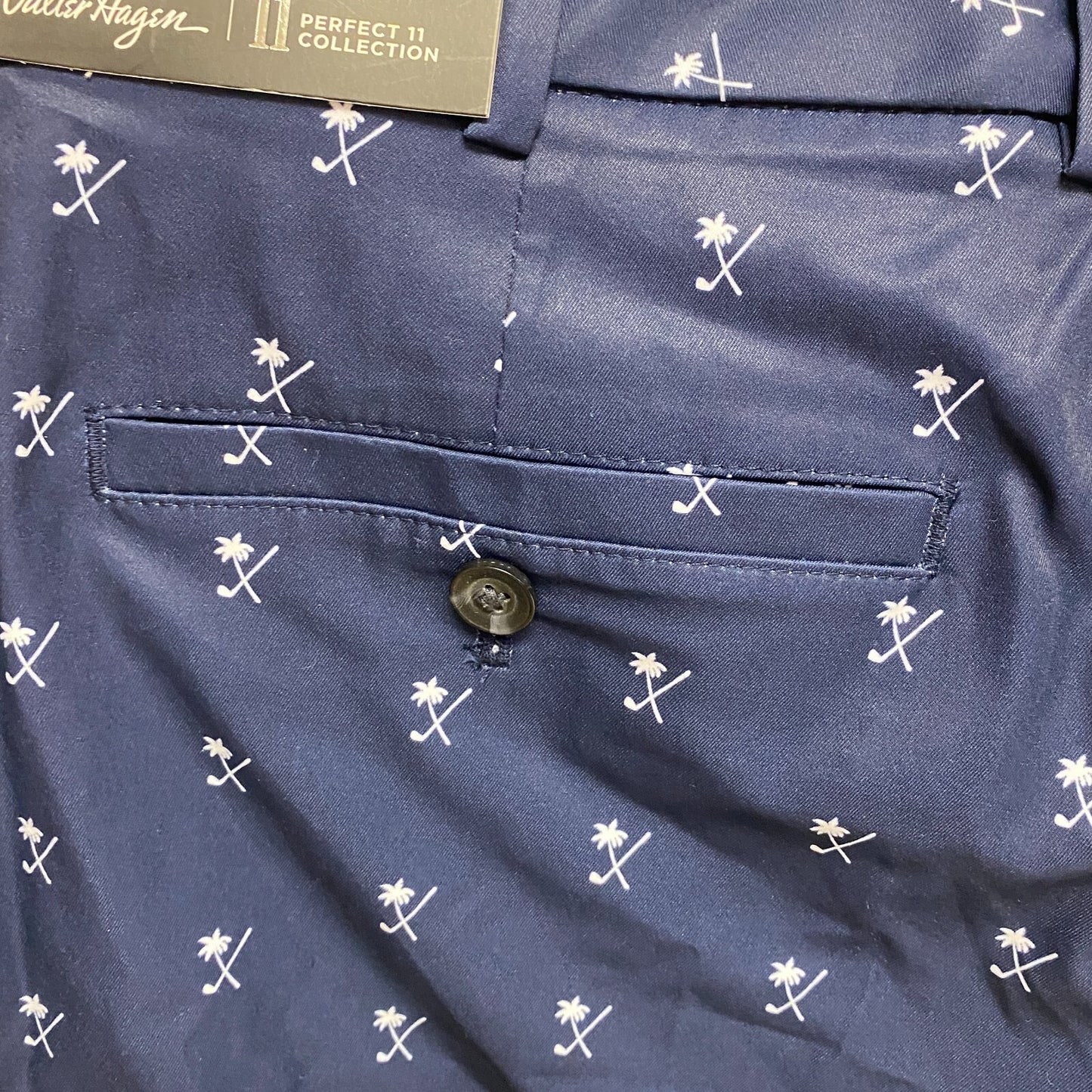 Walter Hagen Men's 10" P11 Palm Clubs Print Short Palm Club Navy MGA14188