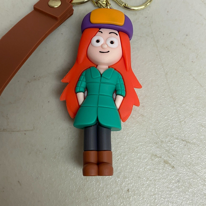 New Assorted Silicone 3D Gravity Falls Character Keychain with Wendy Accessory