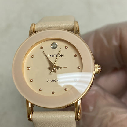 ARMITRON Women's Watch rose  Genuine Leather Quartz Analog  New Battery 75/5778