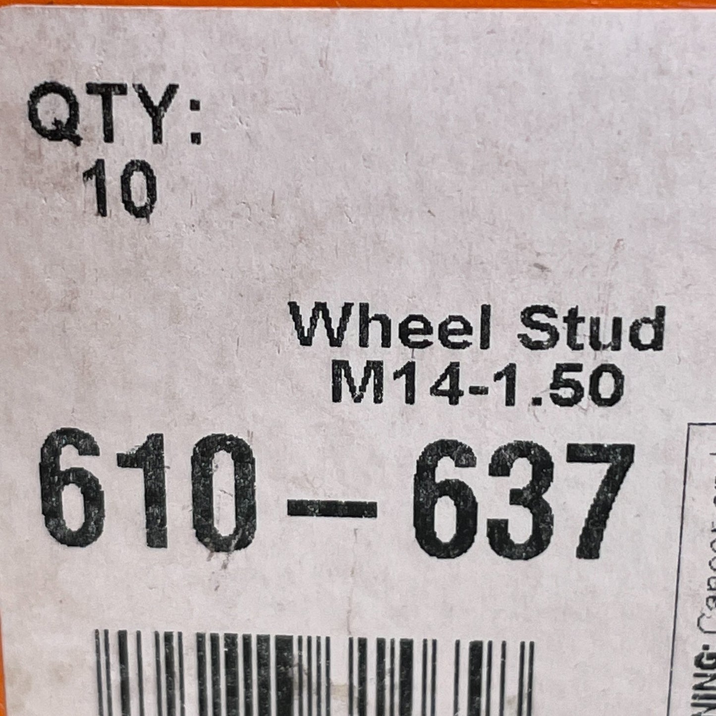Dorman 610-637 Wheel Lug Stud M14 1.50 65mm Length 15.75mm Knurl Pack of 10