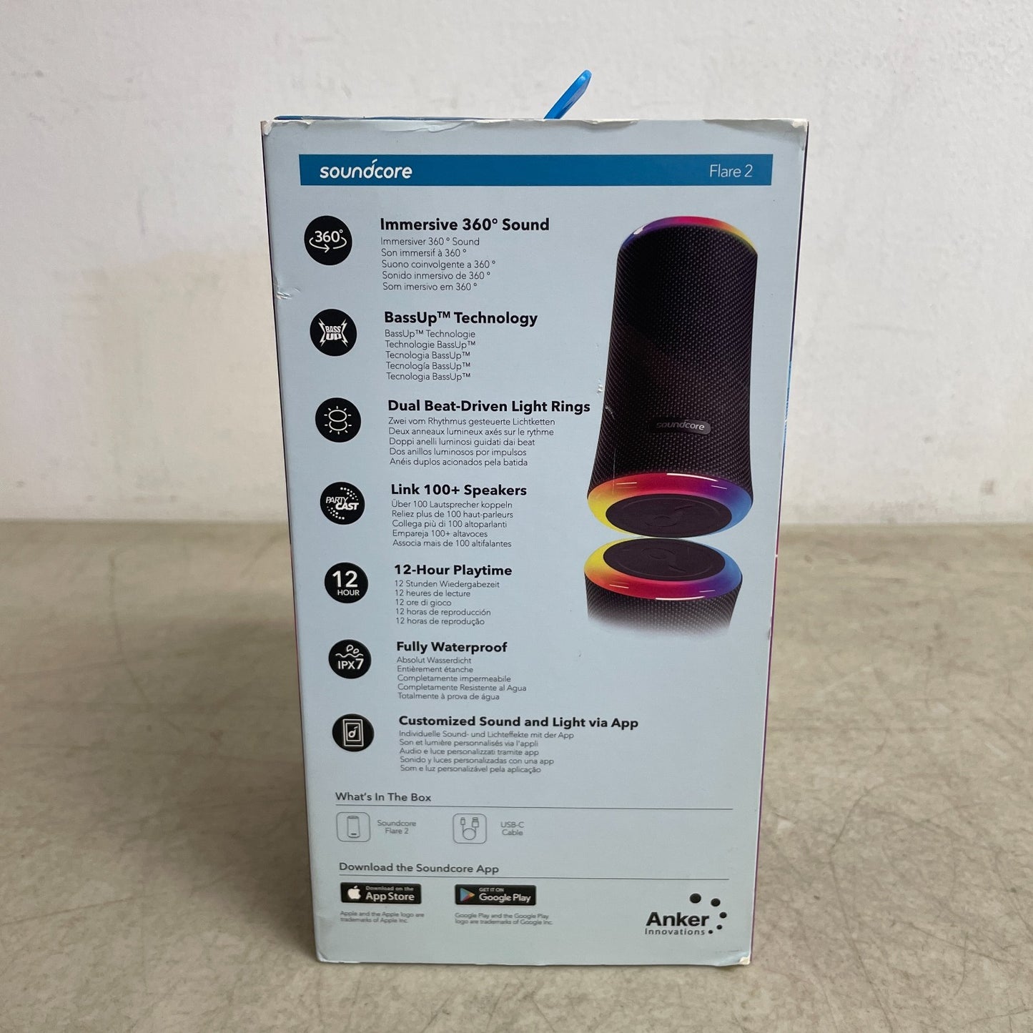 Anker Soundcore Flare 2 20W Bluetooth Speaker 360° Sound IPX7 Waterproof 12h