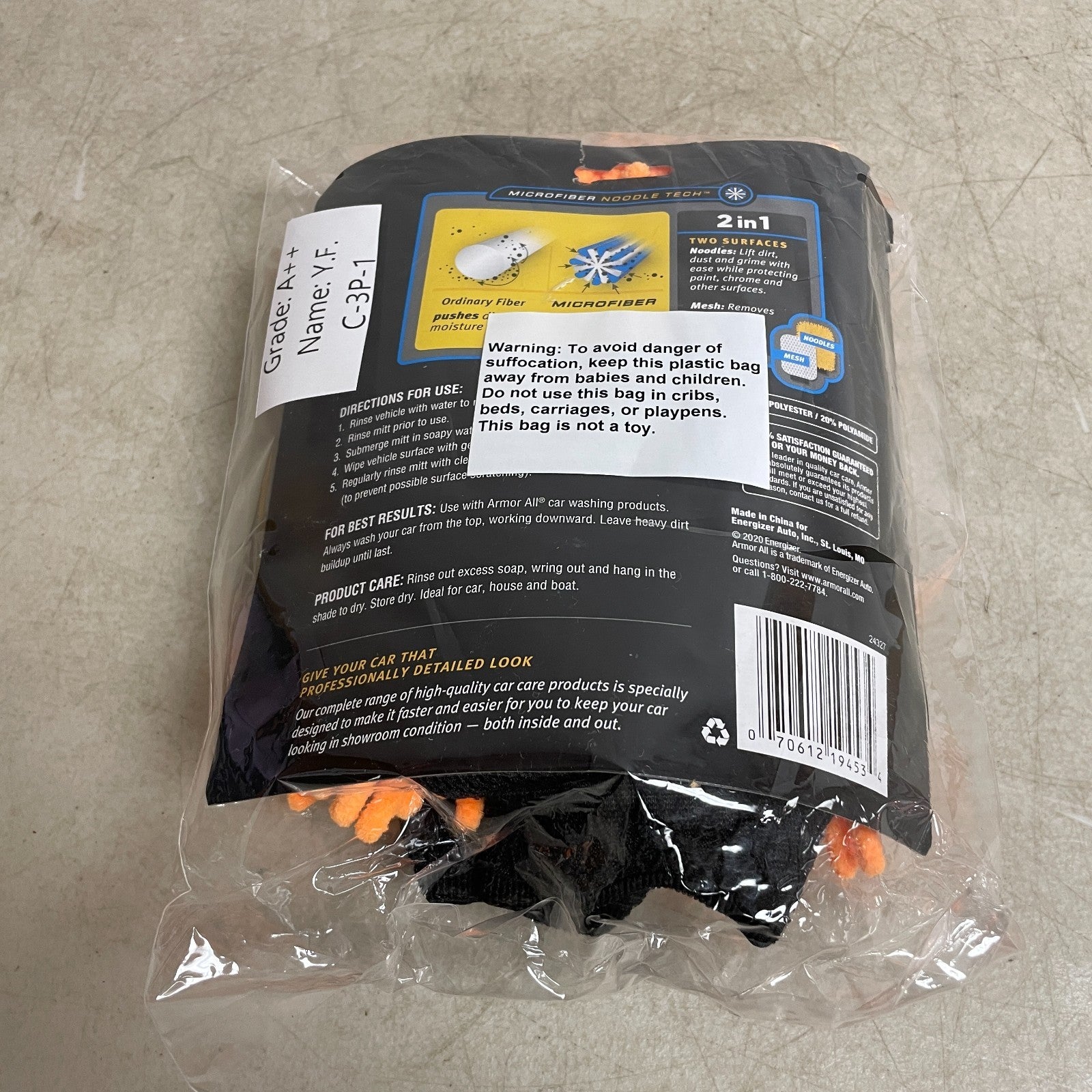 Armor All 2-in-1 Microfiber Noodle Wash Mitts 2-Pack Scratch-Free Car Cleaning