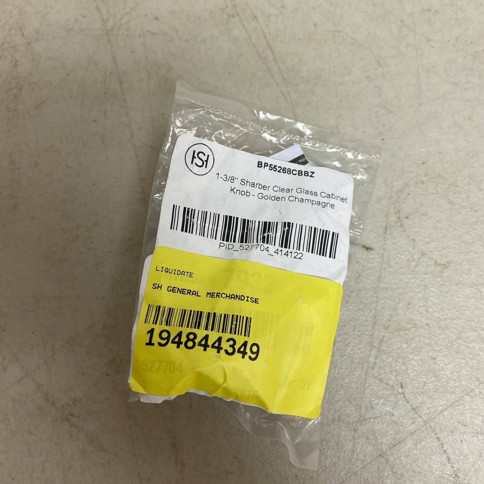 Signature Hardware 1‑3/8″ Sharber Clear Glass Cabinet Knob Golden Champagne