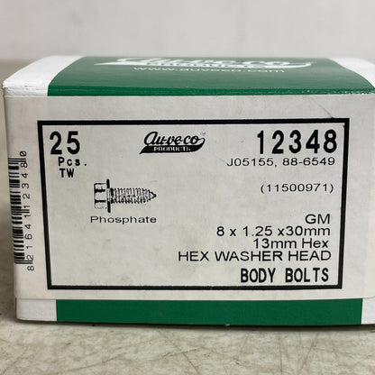 Auveco Hex Washer-Head Body Bolt M8×1.25×30 mm Phosphate-Coated 12348