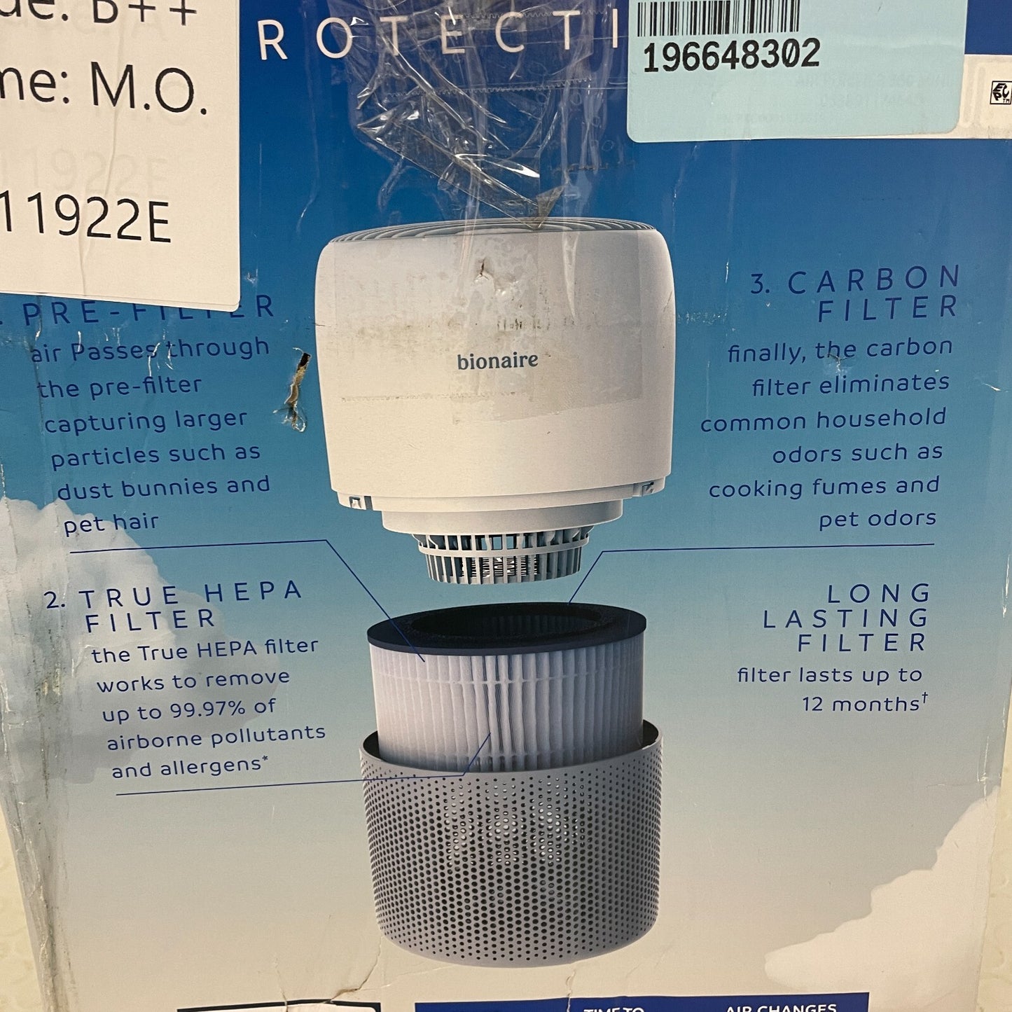 Bionaire CleanAir Mini True HEPA Air Purifier  Up to 450 sq ft White BAP9360W