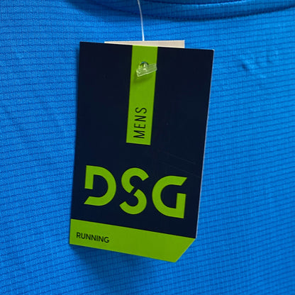 DSG Men's Running Striped T-Shirt Polyester Ibiza Blue DAM12204 Brand New
