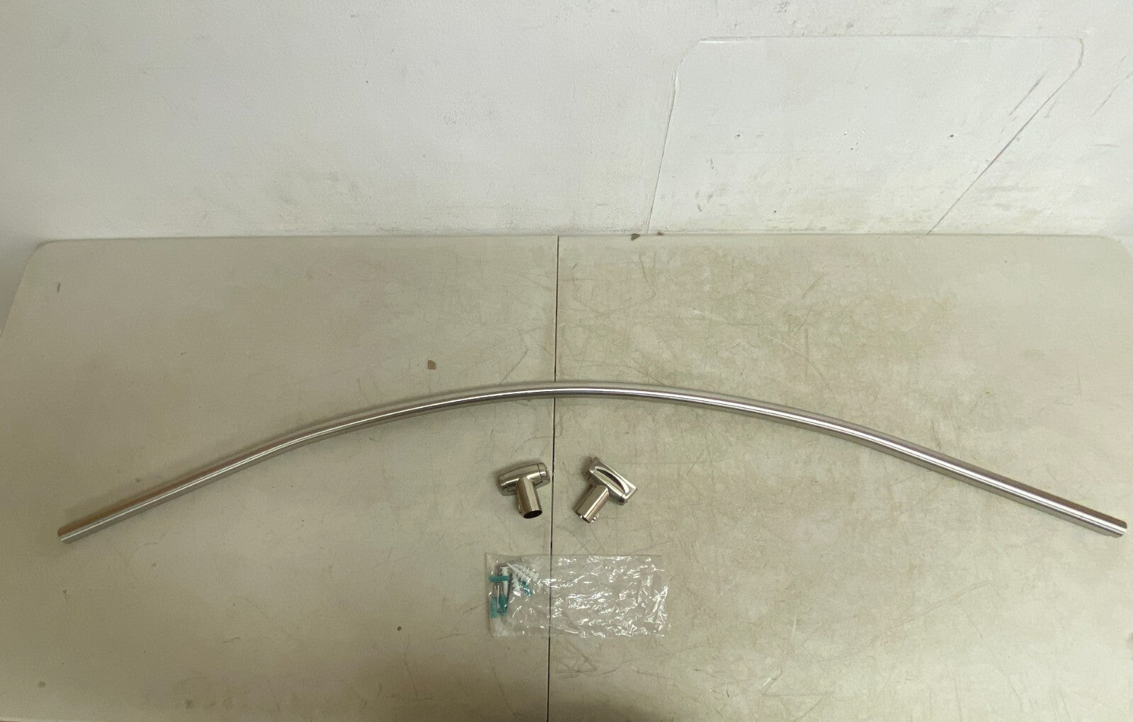 Signature Hardware 60" Curved Solid Brass Shower Rod - Brushed Nickel