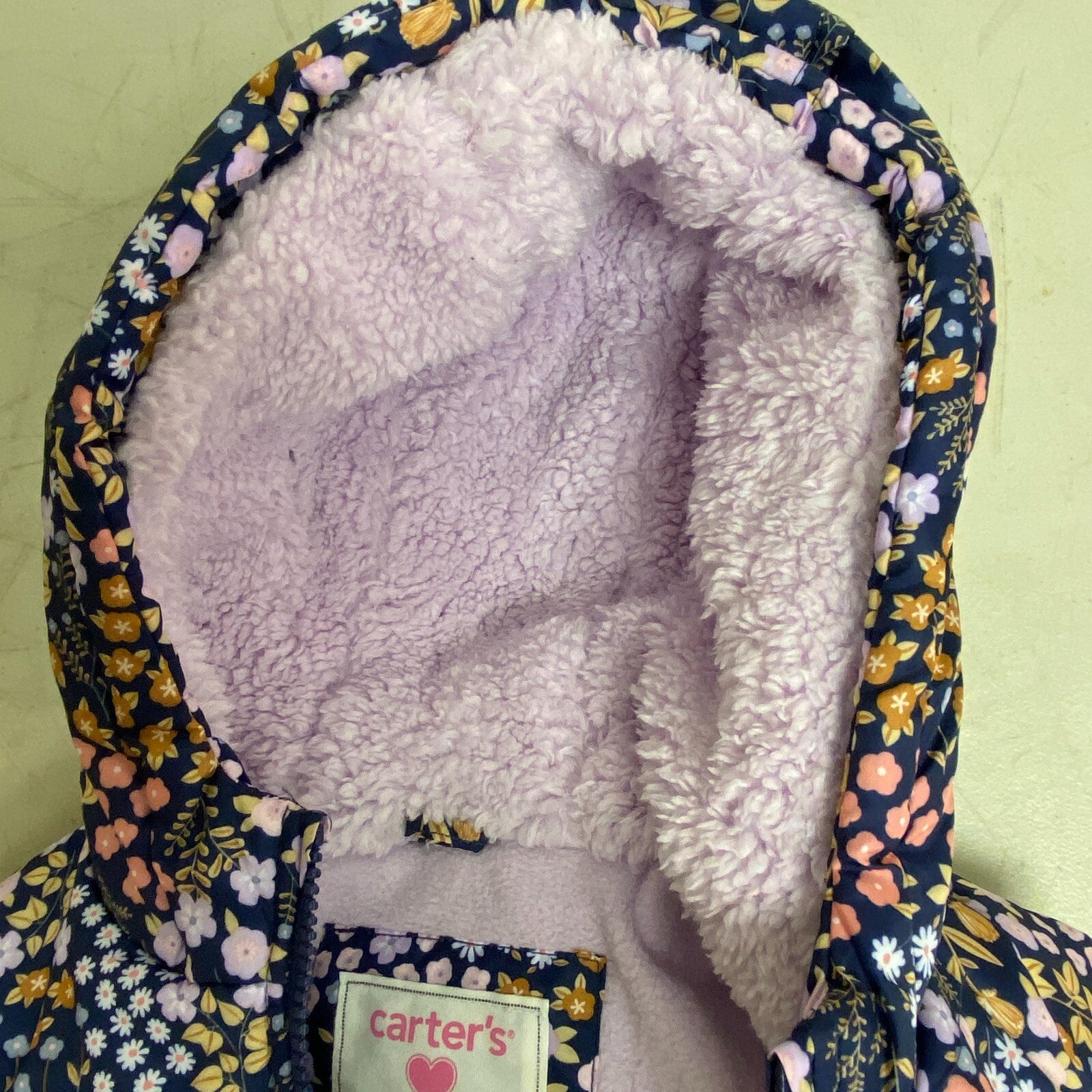 CARTER'S Girl Toddler Floral Packable Puffer Jacket Full Zip Hooded Size 18M NWT