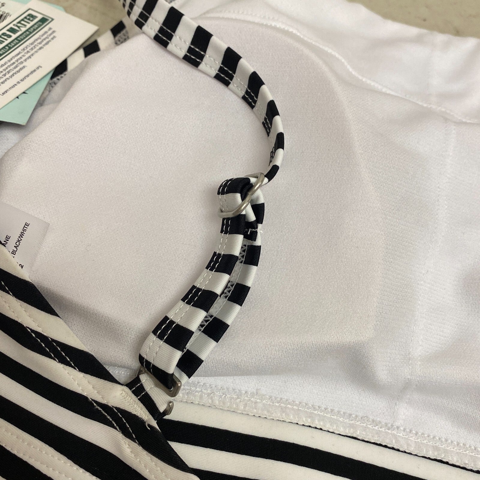 DSG Women's Swim May Printed Racerback Top Even Stripe Black/White DSW2697PRT