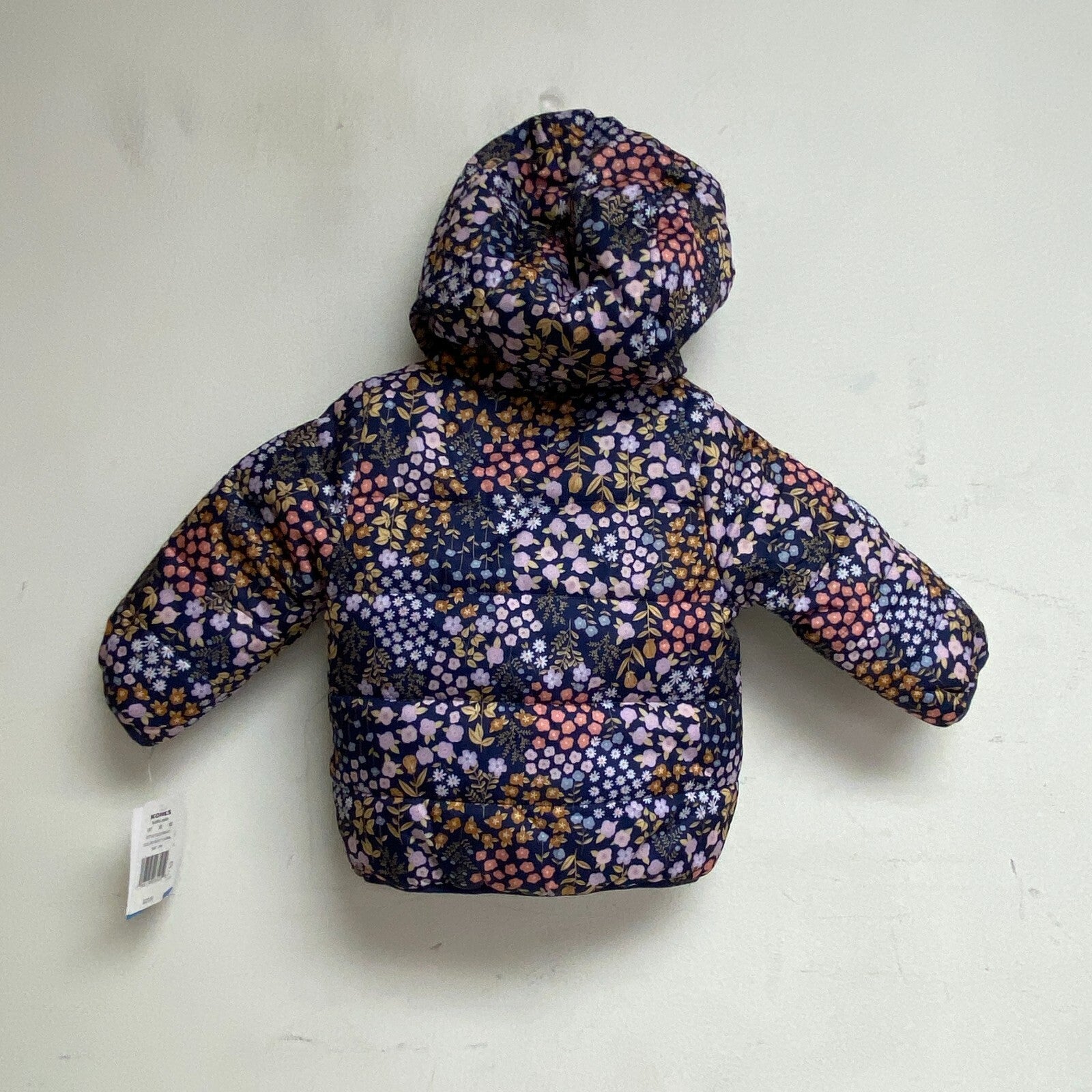 CARTER'S Girl Toddler Floral Packable Puffer Jacket Full Zip Hooded Size 18M NWT