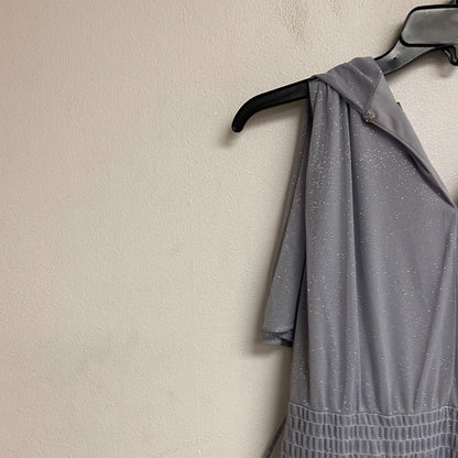 Danny & Nicole Women Short Sleeve Fit+Flare Tiered Maxi Dress Sz 14 Color Silver