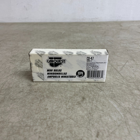 Carquest CQ-47 Mini Bulbs 10-Pack 12V 0.5A 2CP Dash Gauge Panel Light Lamps