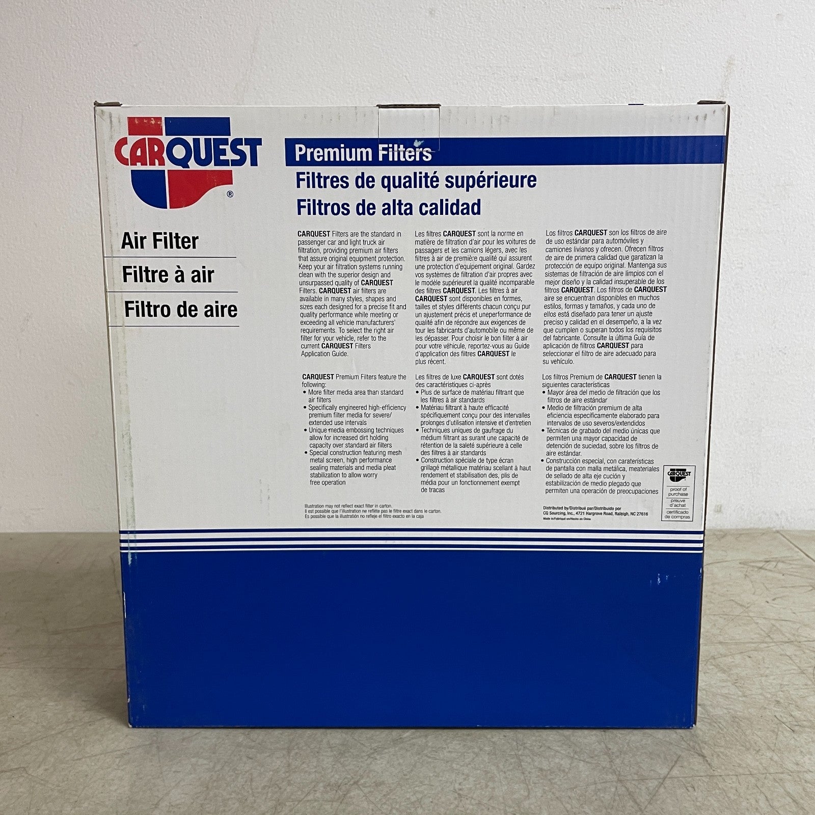 Carquest Premium Engine Air Filter 538872 OE Fit 12.32"x2.88"x1.65" New