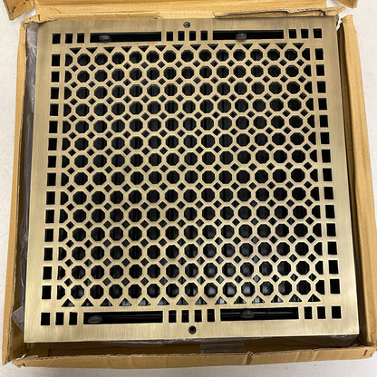 Signature Hardware 14x14 Honeycomb Brass Wall Register Antique Brass
