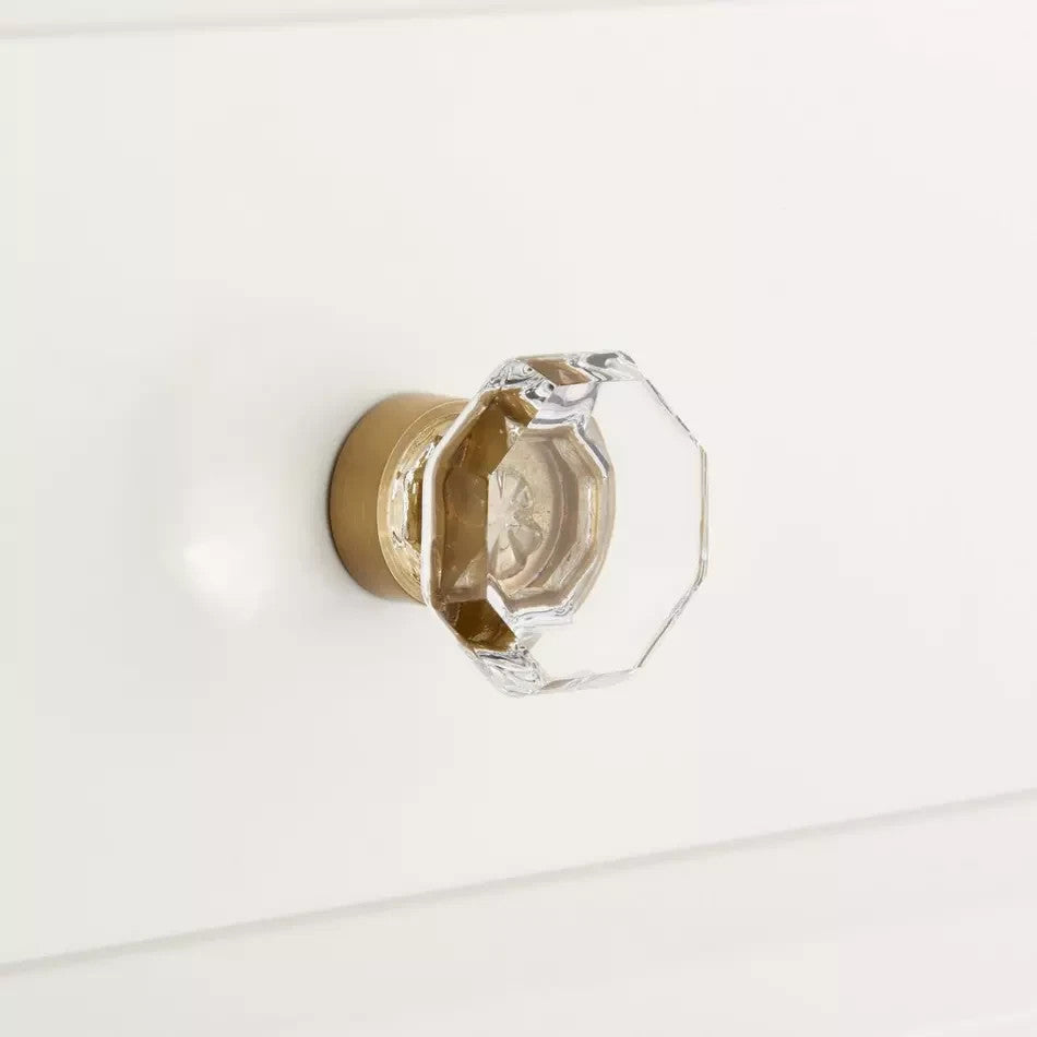 Signature Hardware 1‑3/8″ Sharber Clear Glass Cabinet Knob Golden Champagne