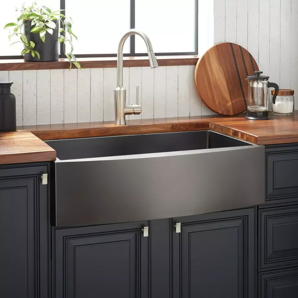 Signature Hardware 33" Atlas Farmhouse Sink Stainless Steel Gunmetal 441079
