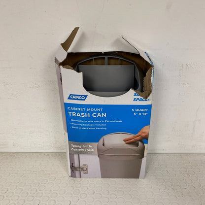 Camco Cabinet Mount Trash Can 5-Quart RV Boat Dorm Space Saver 43962