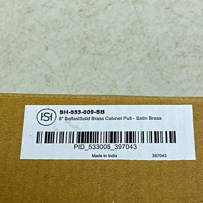 Signature Hardware 6" Belfast Solid Brass Cabinet Pull - Satin Brass