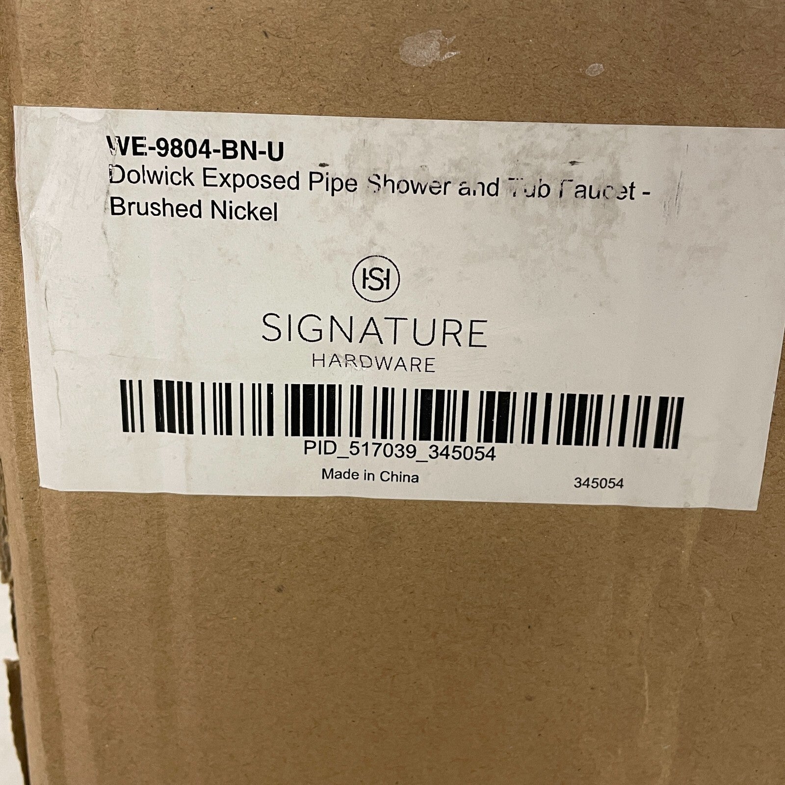 Signature Hardware Dolwick Exposed‑Pipe Shower & Tub Faucet Brushed Nickel