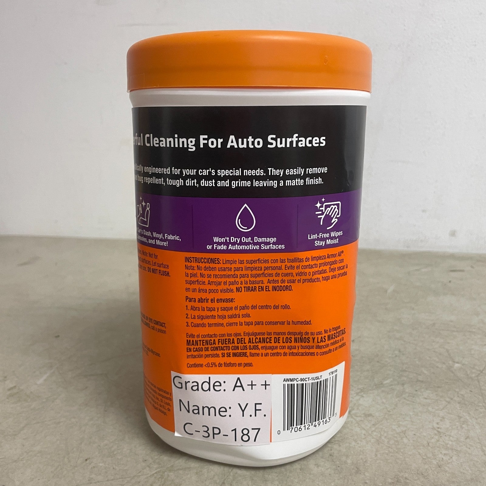 Armor All Car Cleaning Wipes 90-Count Interior Cleaner Disposable Matte Finish