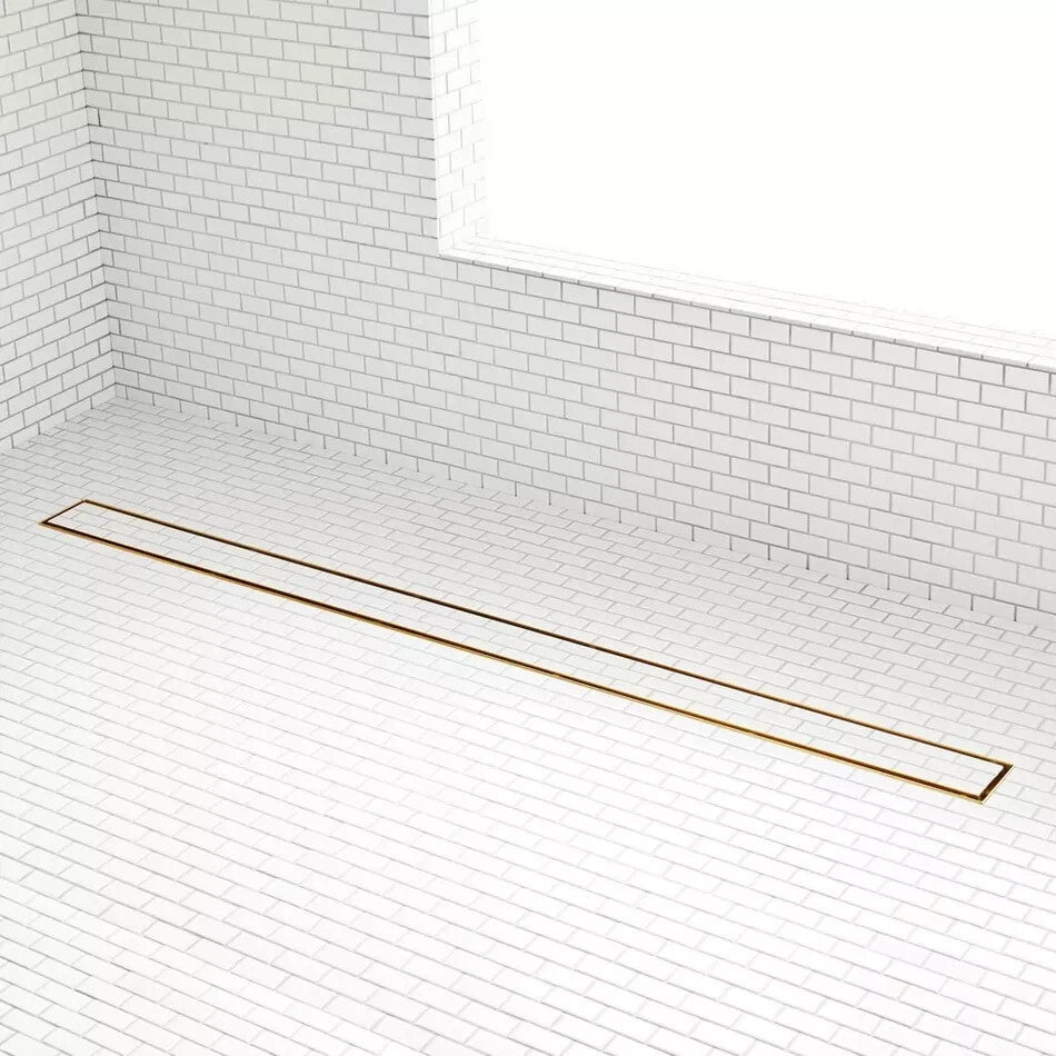 Signature Hardware 48" Cohen Linear Tile-In Shower Drain - Polished Brass