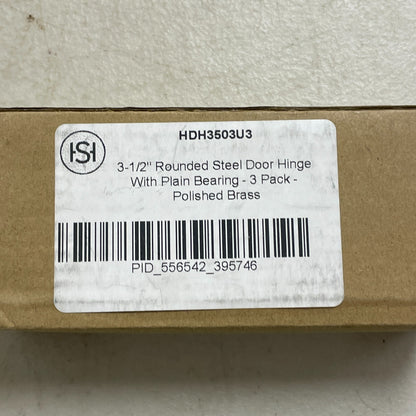 Signature Hardware 3-1/2" Rounded Steel Door Hinge With Plain Bearing-3 Pack -PB