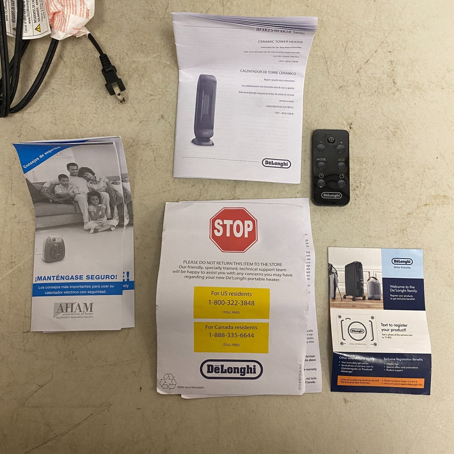 Delonghi 1500W Ceramic Tower  Space Heater w/ Thermostat And Remote 5697584